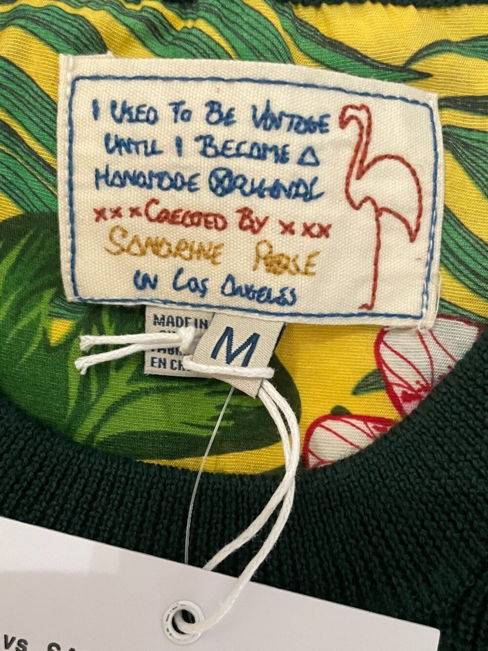 NWT Sandrine Rose Tropical Mixed Media Wool Sweater Forest Tropical Resort M - Picture 7 of 9